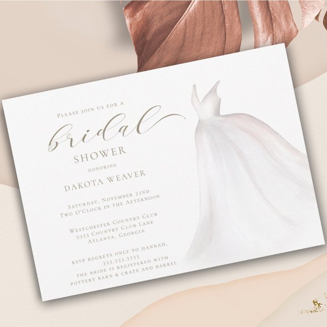 Elegant White Guld Bröllop Dress Möhippa Inbjudningar (Skapare uppladdad)