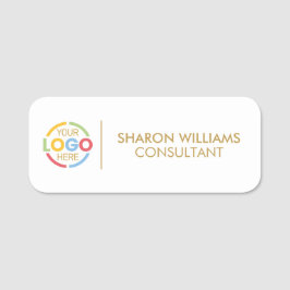 Elegant White Guld Business Logotyp Employee Magne Namnbricka