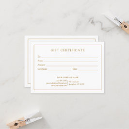 Elegant White Guld Business Logotyp Gift-certifika