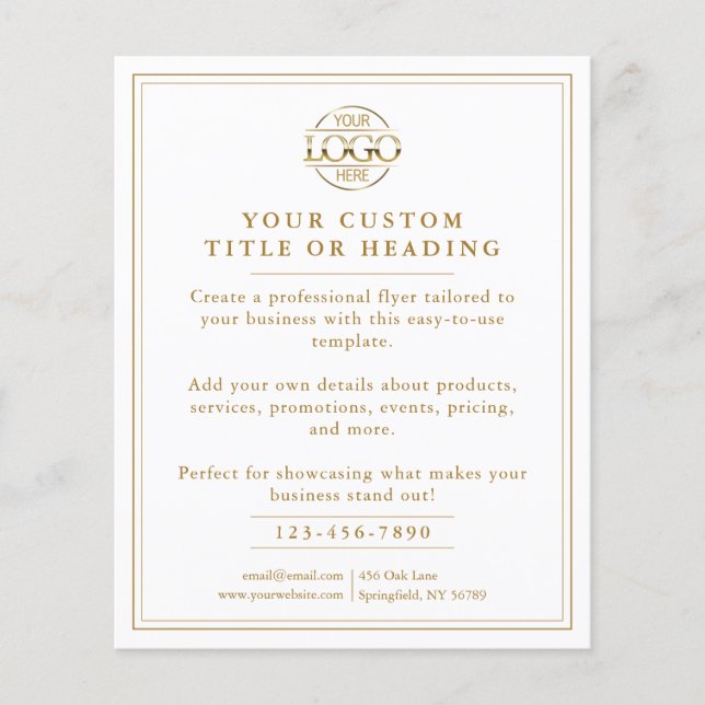Elegant White & Guld Business Logotyp Promocing Flygblad (Framsidan)