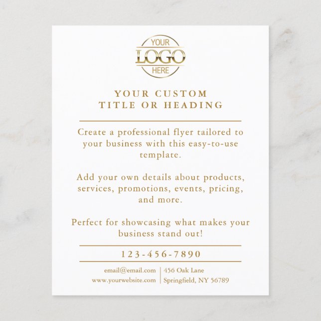 Elegant White & Guld Business Logotyp Promocing Flygblad (Baksidan)