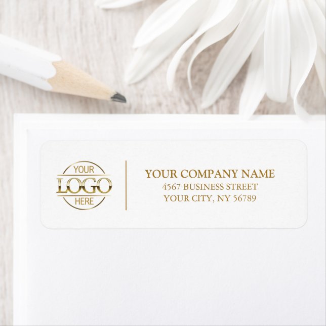 Elegant White Guld Business Logotyp Returadress Etikett (Insitu)