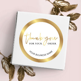 Elegant White & Guld Business Tack för beställning Runt Klistermärke