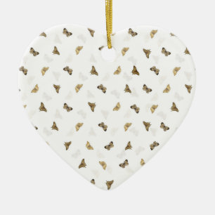 Elegant White Guld Butterflies Julgransprydnad Keramik