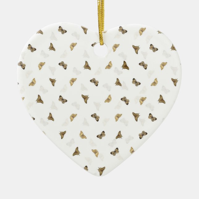 Elegant White Guld Butterflies Julgransprydnad Keramik (Framsidan)