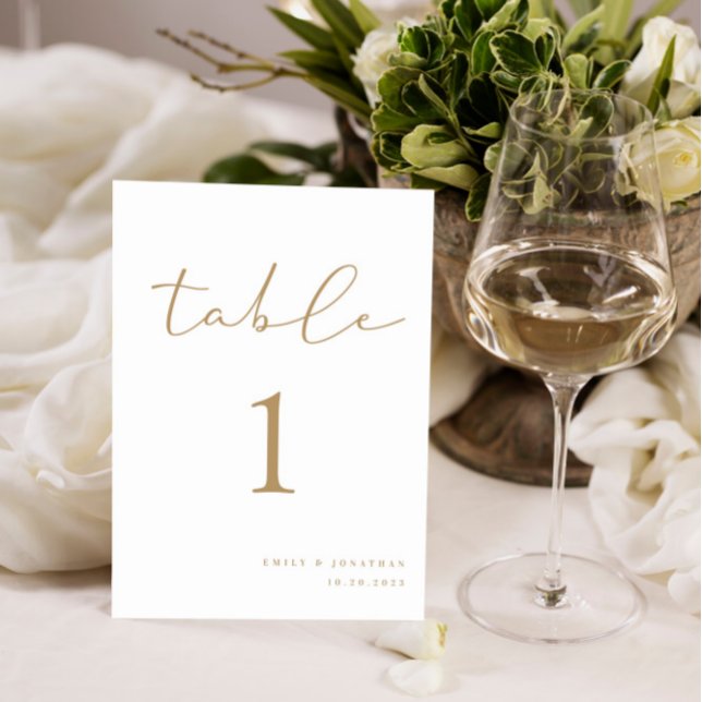 Elegant White Guld Champagne Bröllop Bordsnummer (Skapare uppladdad)