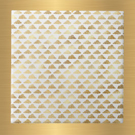 Elegant White Guld Clouds Kakelplatta