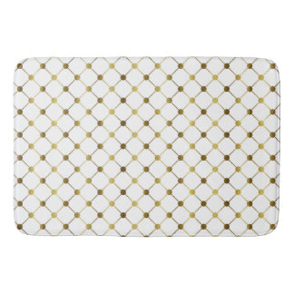 Elegant White & Guld Dot Grid Badrumsmatta