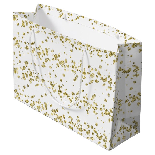 Elegant White & Guld Faux-Glitter Polka Dot (Baksidan Vinklad)