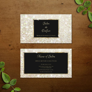 Elegant White Guld Glitter Black och Guld Salon Visitkort