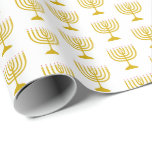 Elegant White Guld | Hanukkah | MENORAH Presentpapper<br><div class="desc">Elegant vit MENORAH Wrapping Papper,  med faux guld menorah i ett mönster i sidled. Detta är en minimalistisk,  enkel utformning av eleganten,  som är särskilt lämplig för hanukkah-gåvslag eller -hantverk.</div>