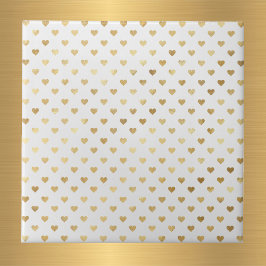 Elegant White Guld Hearts Kakelplatta