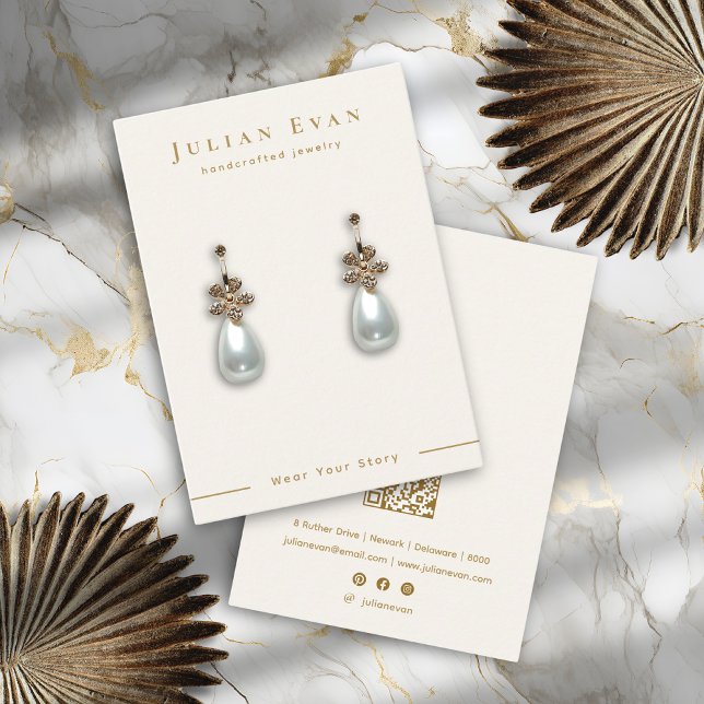 Elegant White Guld Juelry Earring Visning Visitkort (Elegant White Gold Jewelry Earring Display Card)