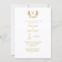 Elegant White Guld Löv Chic Monogram Bröllop