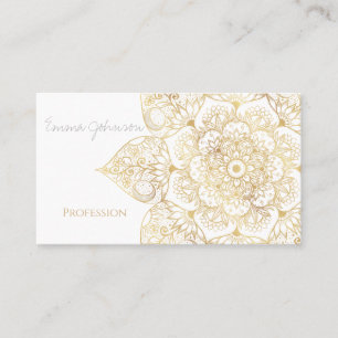 Elegant White Guld Mandala Blommigt Visitkort
