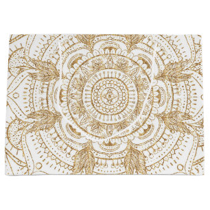 Elegant White & Guld Mandala Hand plockade Design
