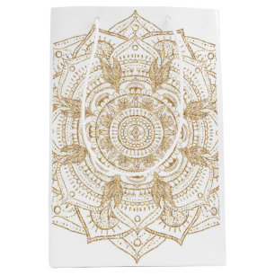 Elegant White & Guld Mandala Hand plockade Design