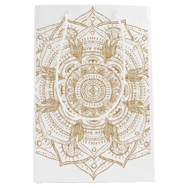 Elegant White & Guld Mandala Hand plockade Design (Framsidan)