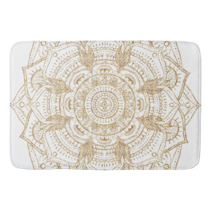 Elegant White & Guld Mandala Hand plockade Design Badrumsmatta