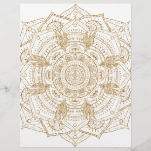 Elegant White & Guld Mandala Hand plockade Design Brevhuvud