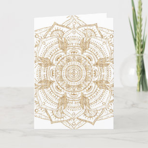 Elegant White & Guld Mandala Hand plockade Design Helgkort