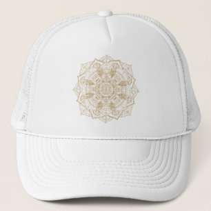 Elegant White & Guld Mandala Hand plockade Design Keps
