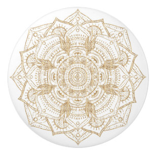 Elegant White & Guld Mandala Hand plockade Design Knopp