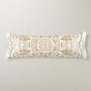 Elegant White & Guld Mandala Hand plockade Design Kroppskudde