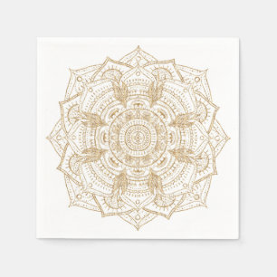 Elegant White & Guld Mandala Hand plockade Design Pappersservett