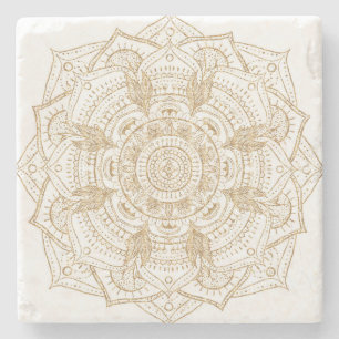Elegant White & Guld Mandala Hand plockade Design Stenunderlägg