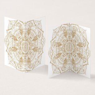 Elegant White & Guld Mandala Hand plockade Design Visitkort