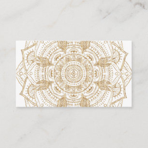Elegant White & Guld Mandala Hand plockade Design Visitkort
