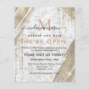Elegant White Guld Marble Grand Open Salon Flygblad