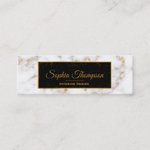 Elegant White Guld Marble Namn - Affärskortet Mini Visitkort