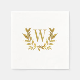 Elegant White Guld Modern Monogram Bröllop Pappersservett