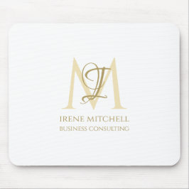 Elegant White Guld Modern Monogram Namn Musmatta