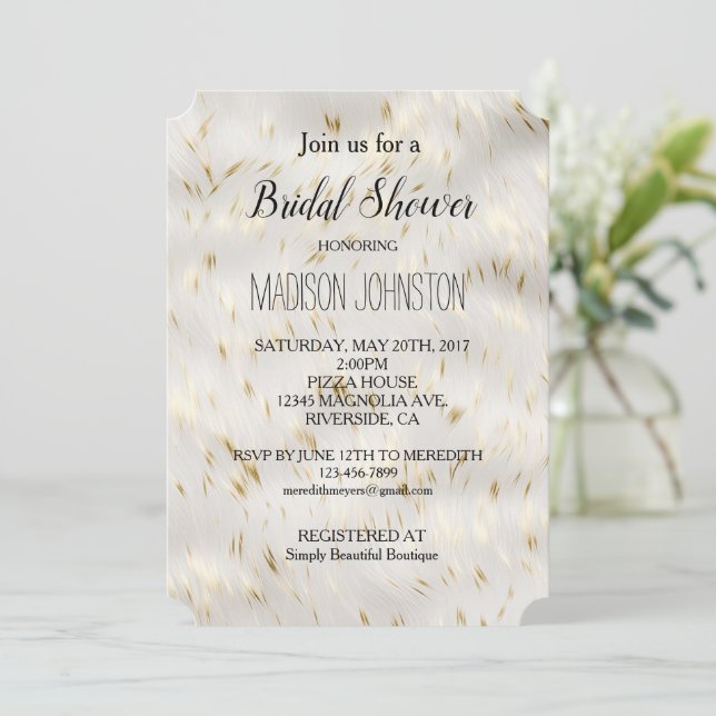 Elegant White Guld Möhippa Inbjudningar (Stående Fram)