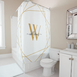 Elegant White Guld Monogram Geometric Namn-skript