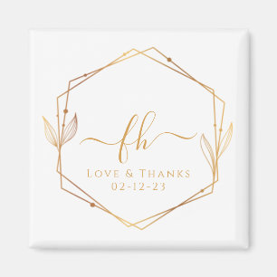 Elegant White Guld Monogrammed Tack Bröllop Magnet