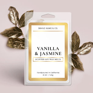 Elegant White & Guld Packaging Vax Melts Label Mat Etikett