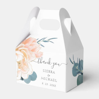 Elegant White Guld Peach Cream Blommigt Bröllop Presentaskar