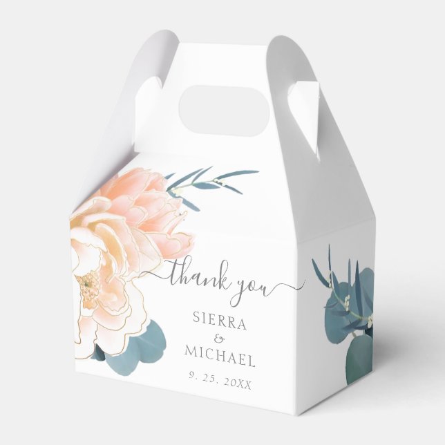 Elegant White Guld Peach Cream Blommigt Bröllop Presentaskar (Framsidan Sidan)