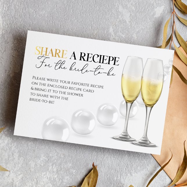 Elegant White Guld Pearls & Prosecco Möhippa Tilläggskort (Skapare uppladdad)