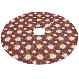 Elegant White Guld Poinsettia Flower Red Jul Julgransmatta Fleece