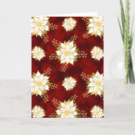 Elegant White Guld Poinsettia - jultomte Helgkort