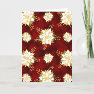 Elegant White Guld Poinsettia - jultomte Helgkort