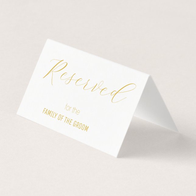 Elegant White Guld Reserved Bröllop Place Card Kort (Baksida)