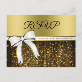 Elegant White & Guld Ribbon Glamous Bröllop OSA Vykort