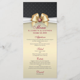 Elegant White Guld Ribbon Red Diamond Bröllop Menu Meny