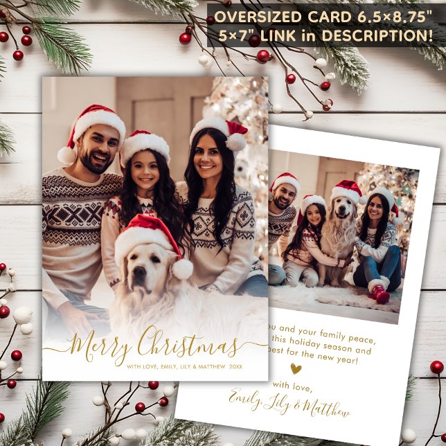 Elegant White Guld Script 2 Photo jul Julkort (Skapare uppladdad)